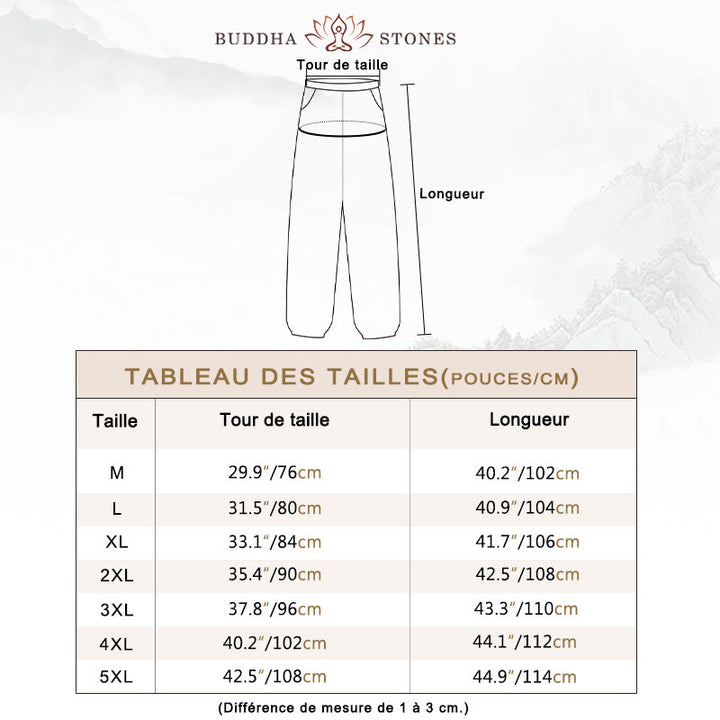 Pantalon en coton uni avec cordon de serrage et poches pour homme Motif Buddha Stones - image 4