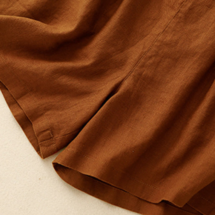 Short d'été décontracté en coton et lin avec poches pour femme Motif Buddha Stones - image 4