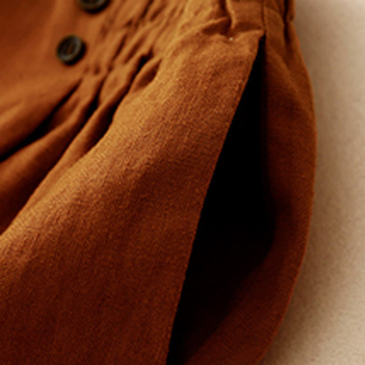 Short d'été décontracté en coton et lin avec poches pour femme Motif Buddha Stones - image 3