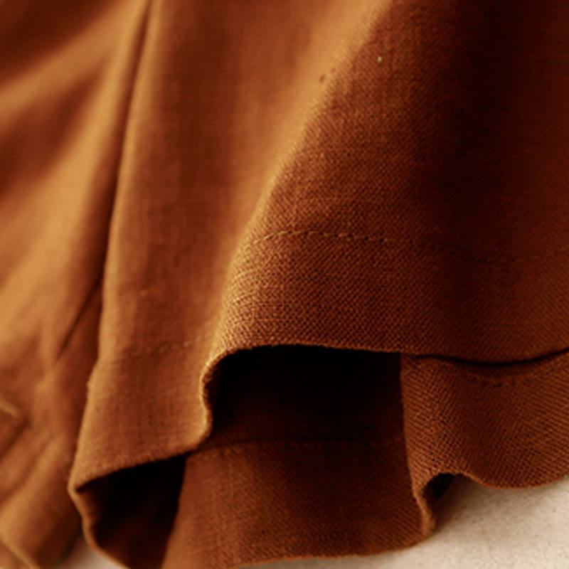 Short d'été décontracté en coton et lin avec poches pour femme Motif Buddha Stones