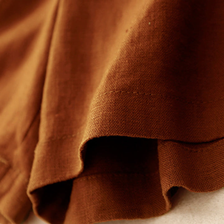 Short d'été décontracté en coton et lin avec poches pour femme Motif Buddha Stones