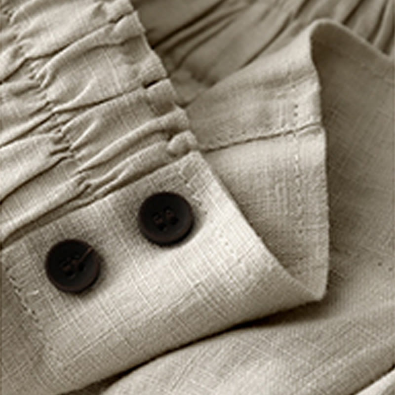 Short d'été décontracté en coton et lin avec poches pour femme Motif Buddha Stones
