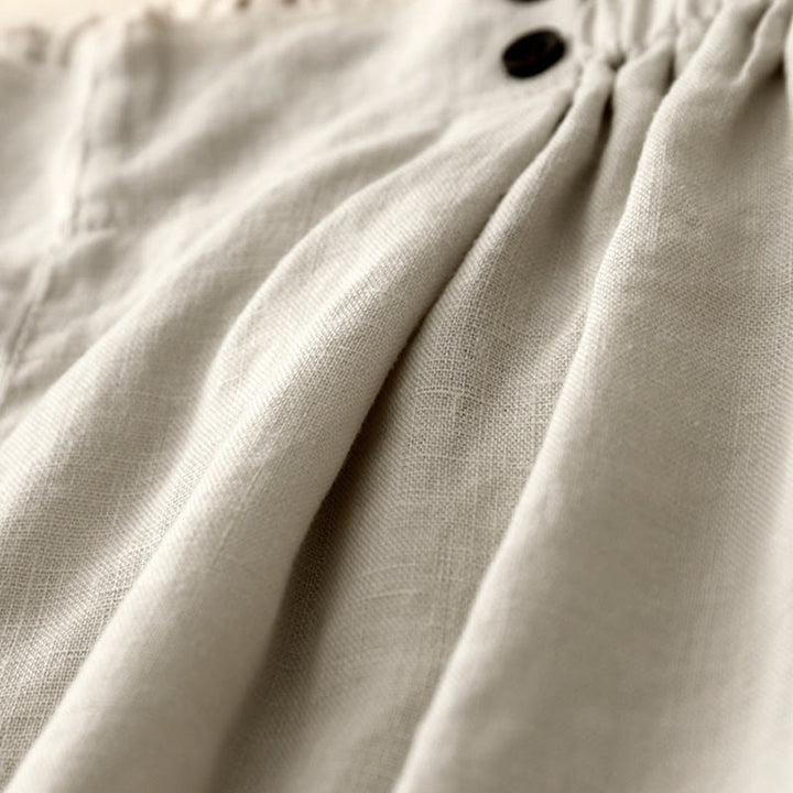 Short d'été décontracté en coton et lin avec poches pour femme Motif Buddha Stones