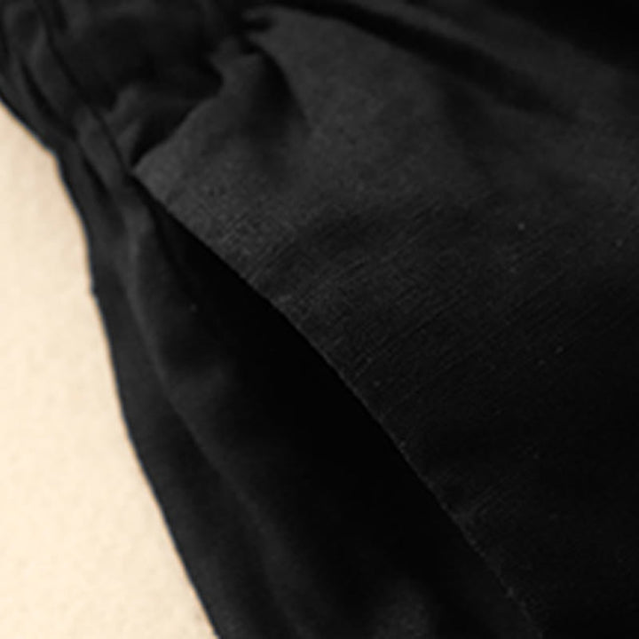 Short d'été décontracté en coton et lin avec poches pour femme Motif Buddha Stones