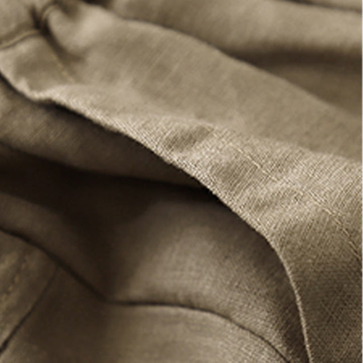 Short droit élastique avec poches pour femme, style décontracté, uni, en coton et lin, motif Buddha Stones , été - image 3