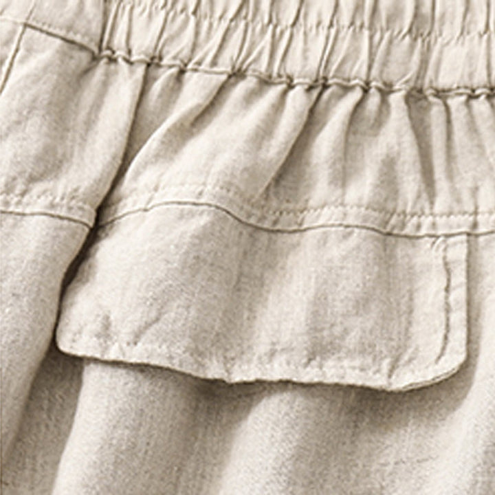 Short droit élastique avec poches pour femme, style décontracté, uni, en coton et lin, motif Buddha Stones , été