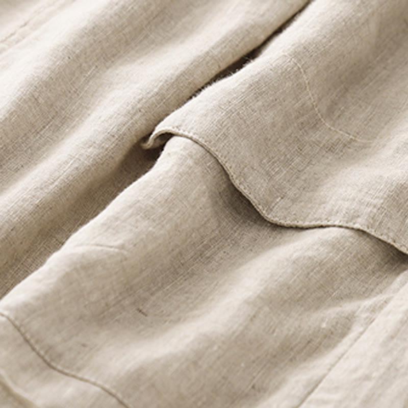 Short droit élastique avec poches pour femme, style décontracté, uni, en coton et lin, motif Buddha Stones , été - image 19