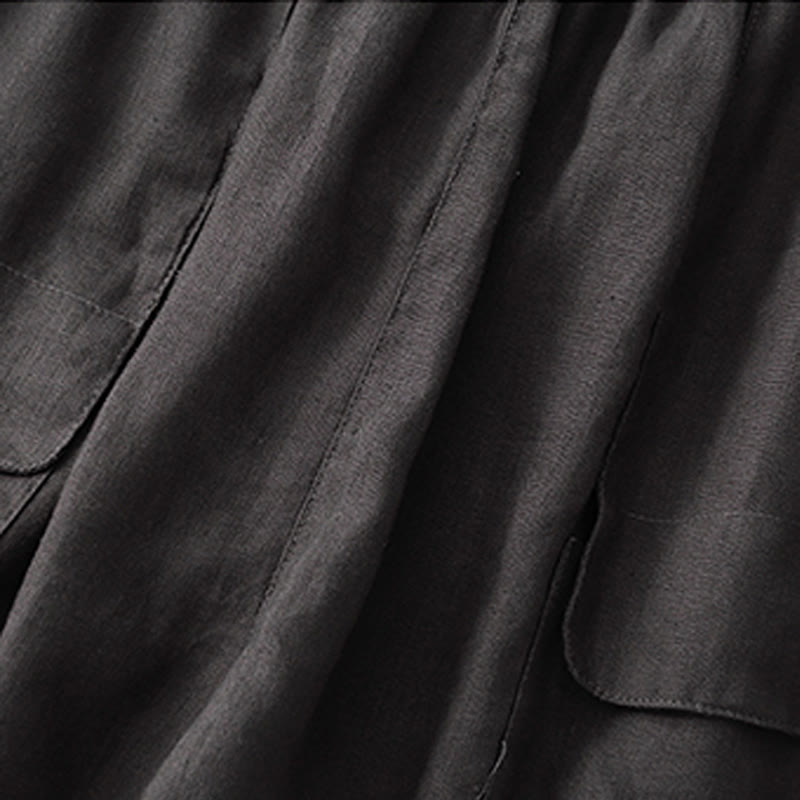 Short droit élastique avec poches pour femme, style décontracté, uni, en coton et lin, motif Buddha Stones , été - image 26