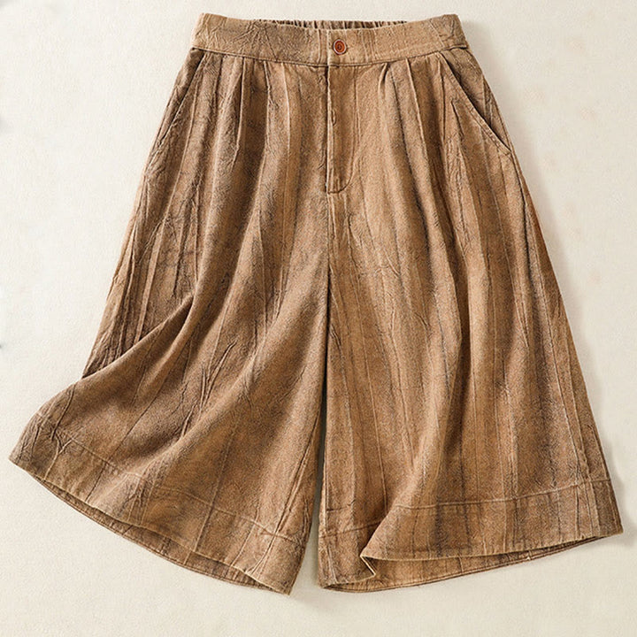 Short d'été décontracté en coton uni avec poches et imprimé tie-dye Buddha Stones pour femme
