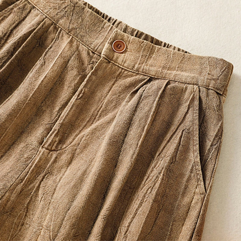 Short d'été décontracté en coton uni avec poches et imprimé tie-dye Buddha Stones pour femme