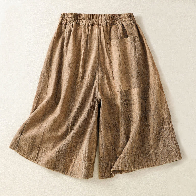 Short d'été décontracté en coton uni avec poches et imprimé tie-dye Buddha Stones pour femme - image 1