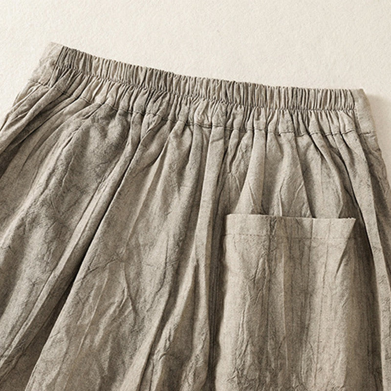 Short d'été décontracté en coton uni avec poches et imprimé tie-dye Buddha Stones pour femme - image 14