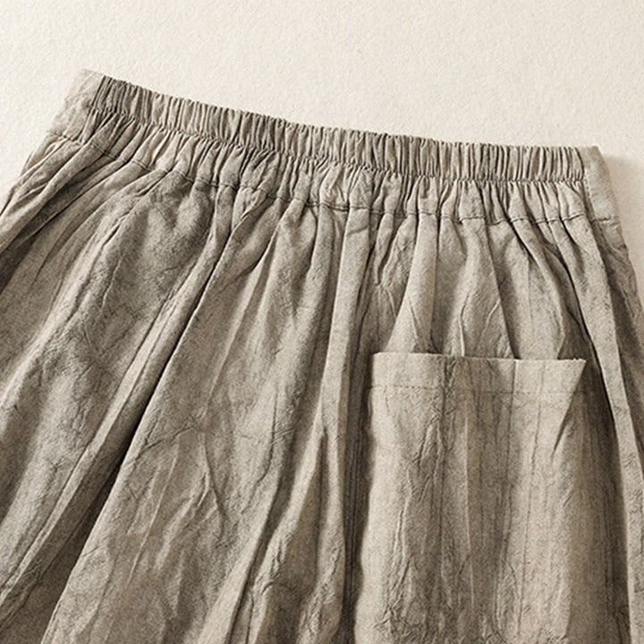 Short d'été décontracté en coton uni avec poches et imprimé tie-dye Buddha Stones pour femme - image 14