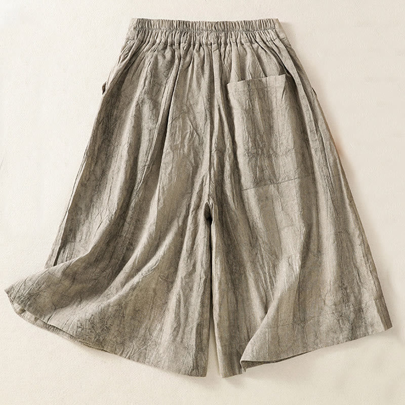 Short d'été décontracté en coton uni avec poches et imprimé tie-dye Buddha Stones pour femme