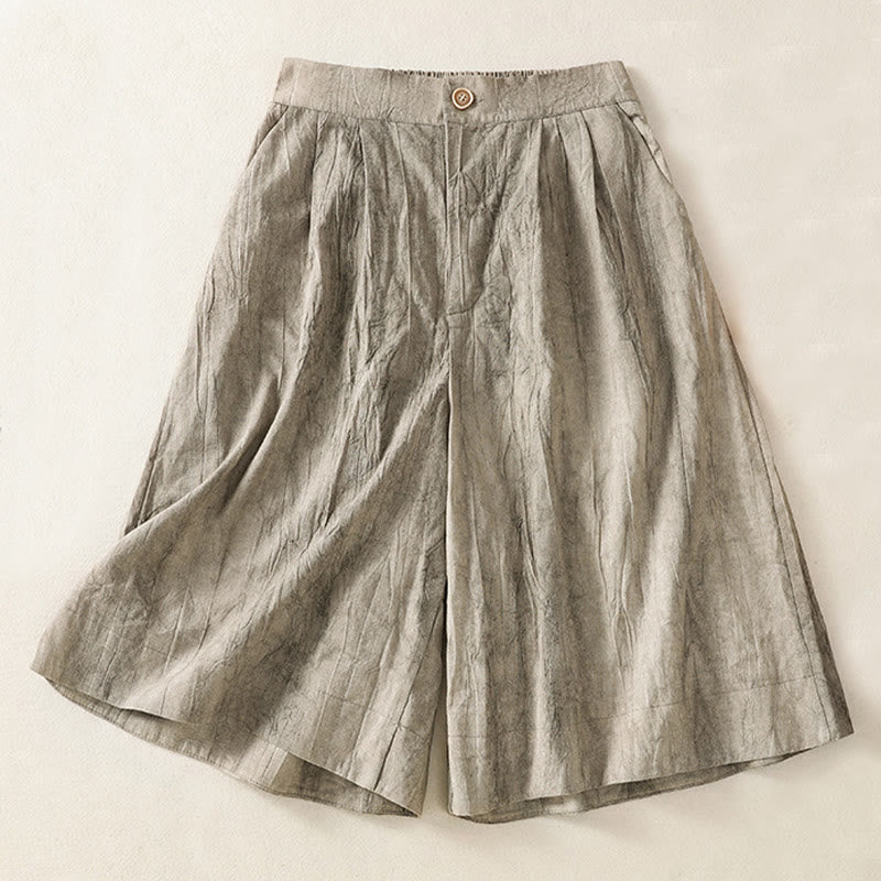 Short d'été décontracté en coton uni avec poches et imprimé tie-dye Buddha Stones pour femme