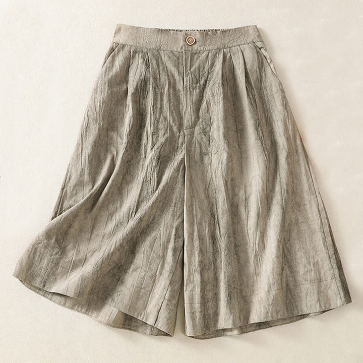Short d'été décontracté en coton uni avec poches et imprimé tie-dye Buddha Stones pour femme