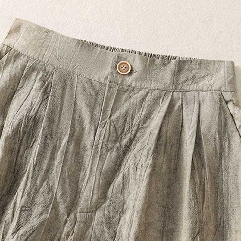 Short d'été décontracté en coton uni avec poches et imprimé tie-dye Buddha Stones pour femme