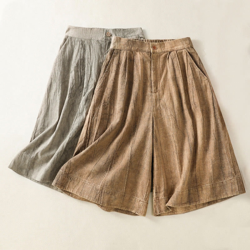 Short d'été décontracté en coton uni avec poches et imprimé tie-dye Buddha Stones pour femme