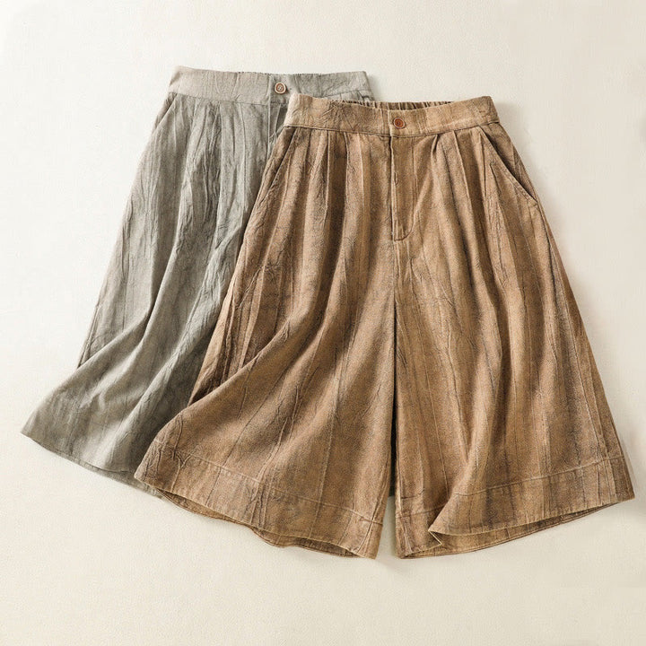 Short d'été décontracté en coton uni avec poches et imprimé tie-dye Buddha Stones pour femme