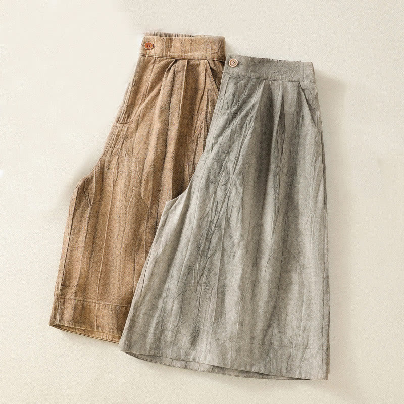 Short d'été décontracté en coton uni avec poches et imprimé tie-dye Buddha Stones pour femme