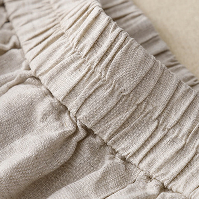 Short d'été décontracté en coton uni avec poches et boutons Buddha Stones pour femme
