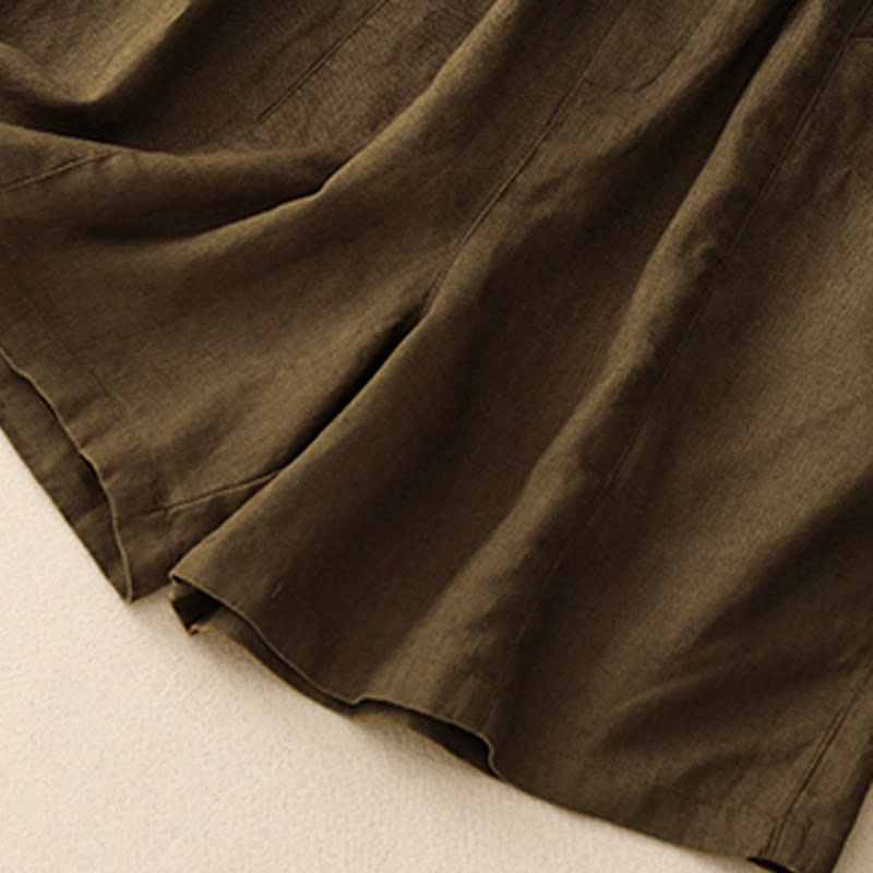 Short d'été décontracté en coton uni avec poches et boutons Buddha Stones pour femme - image 16