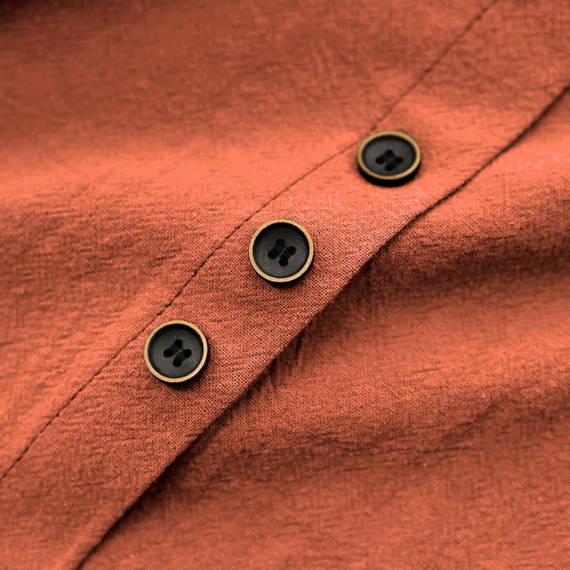 T-shirt décontracté à manches courtes et col rond pour femme, en coton, avec boutons en jacquard et Buddha Stones , couleur unie, été - image 48