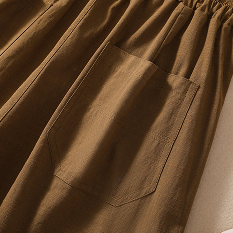 Short d'été décontracté en polyester avec poches et taille élastique pour femme Motif Buddha Stones