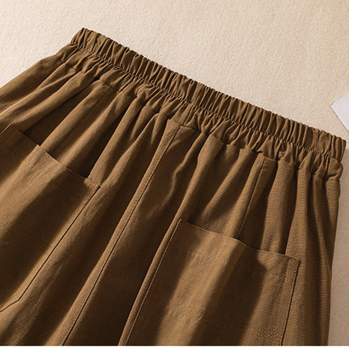 Short d'été décontracté en polyester avec poches et taille élastique pour femme Motif Buddha Stones