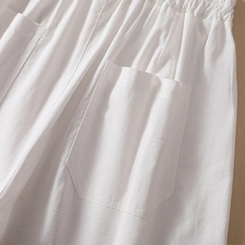 Short d'été décontracté en polyester avec poches et taille élastique pour femme Motif Buddha Stones