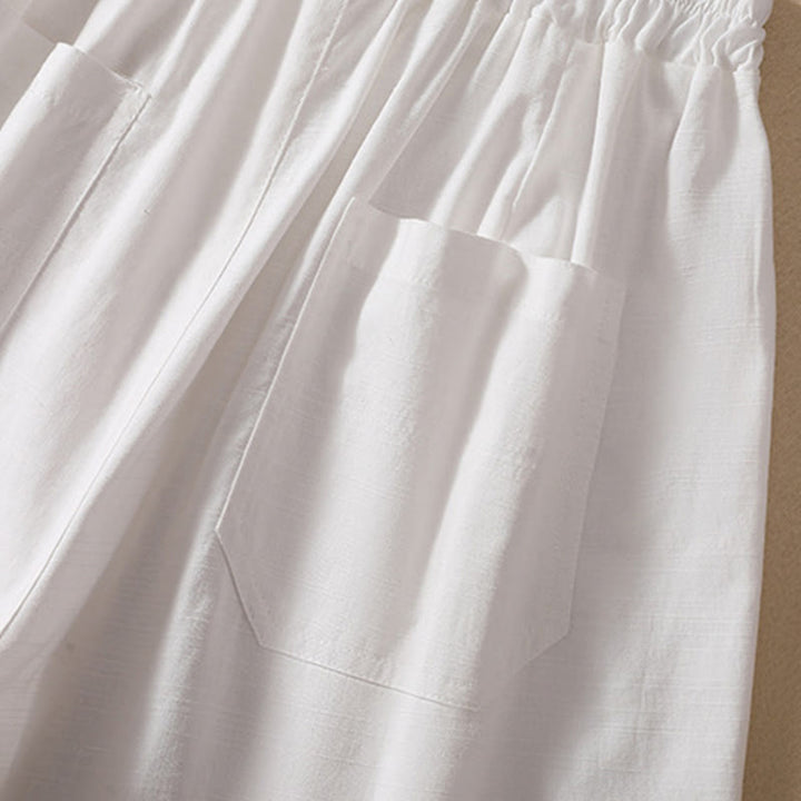 Short d'été décontracté en polyester avec poches et taille élastique pour femme Motif Buddha Stones