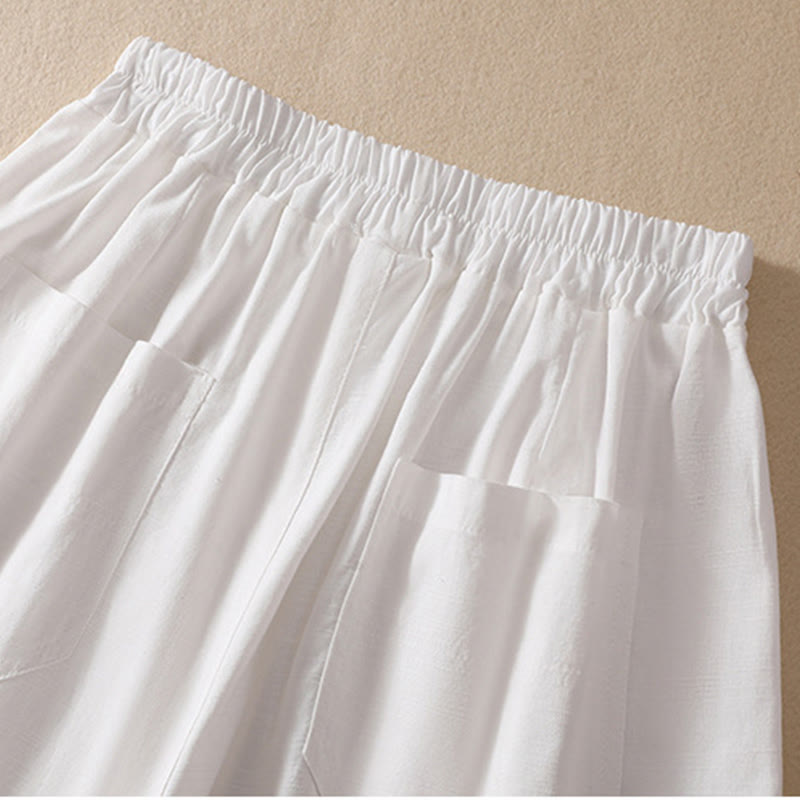 Short d'été décontracté en polyester avec poches et taille élastique pour femme Motif Buddha Stones