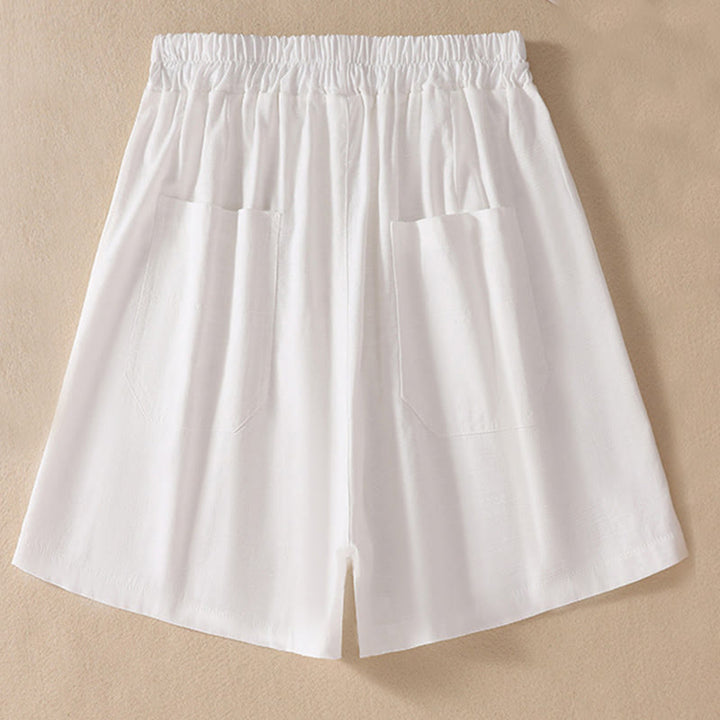 Short d'été décontracté en polyester avec poches et taille élastique pour femme Motif Buddha Stones
