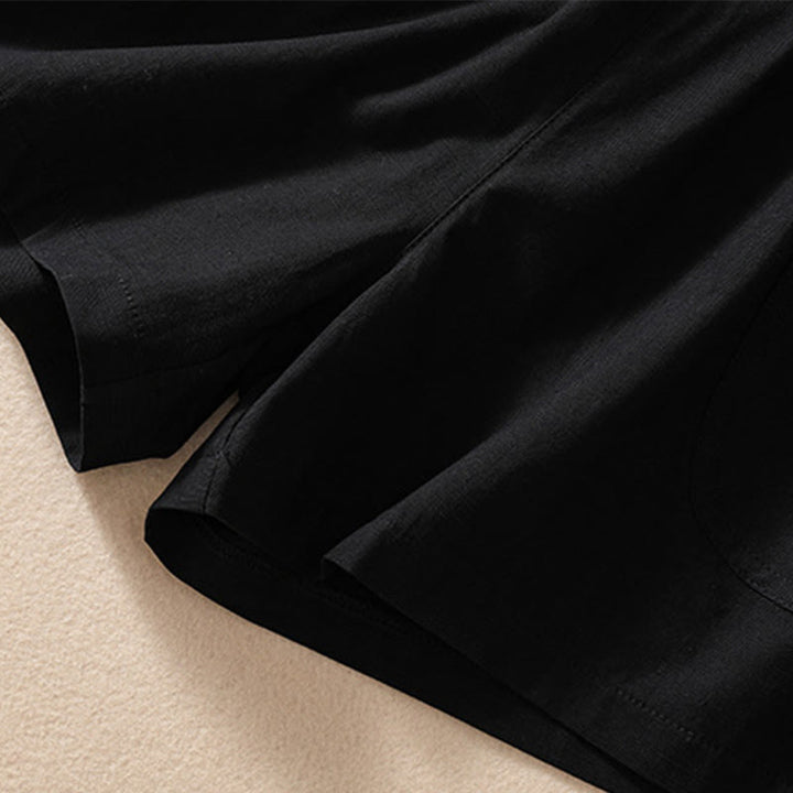 Short d'été décontracté en polyester avec poches et taille élastique pour femme Motif Buddha Stones