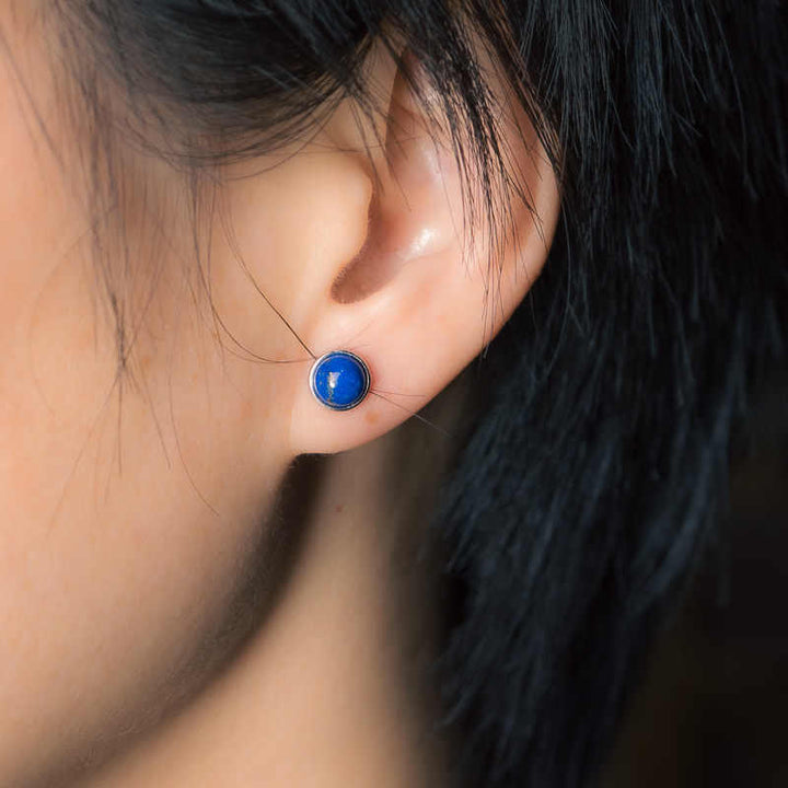 Boucles d'oreilles équilibre en argent sterling 925 et lazurite/lapis-lazuli Buddha Stones - image 8