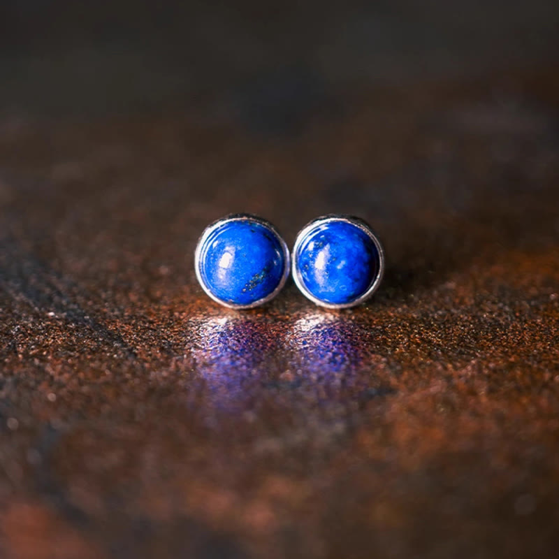 Boucles d'oreilles équilibre en argent sterling 925 et lazurite/lapis-lazuli Buddha Stones - image 1