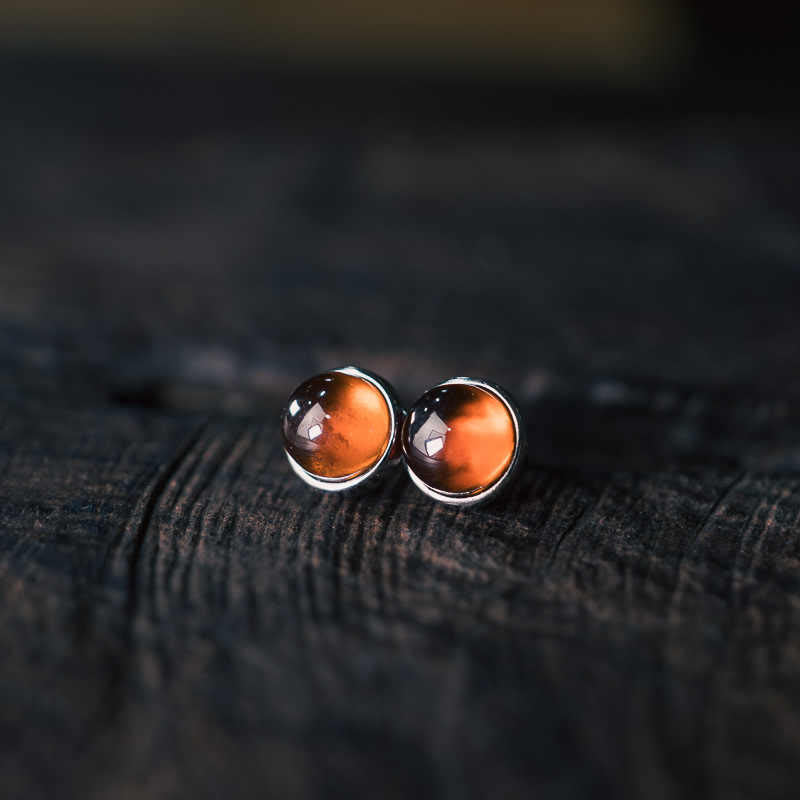 Buddha Stones d'oreilles de protection en argent sterling 925 et grenat Buddha Stones