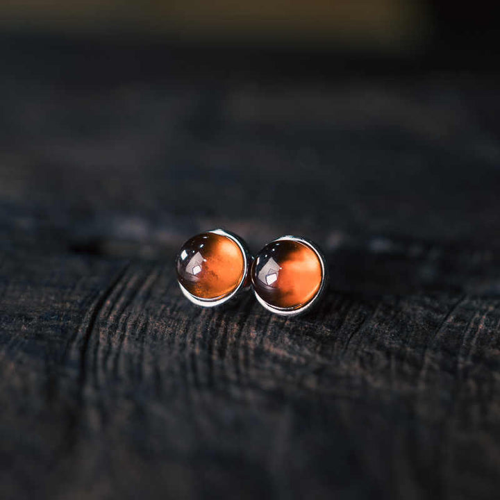 Buddha Stones d'oreilles de protection en argent sterling 925 et grenat Buddha Stones