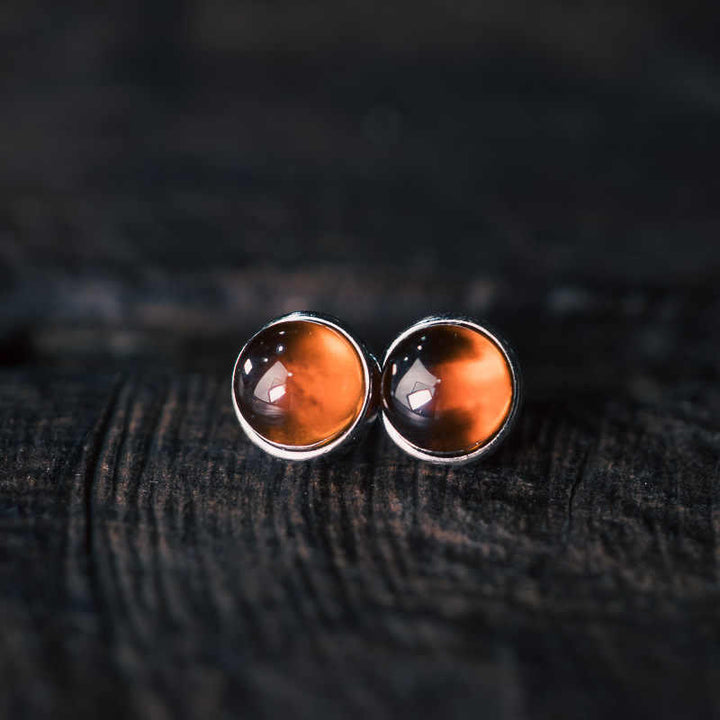 Buddha Stones d'oreilles de protection en argent sterling 925 et grenat Buddha Stones