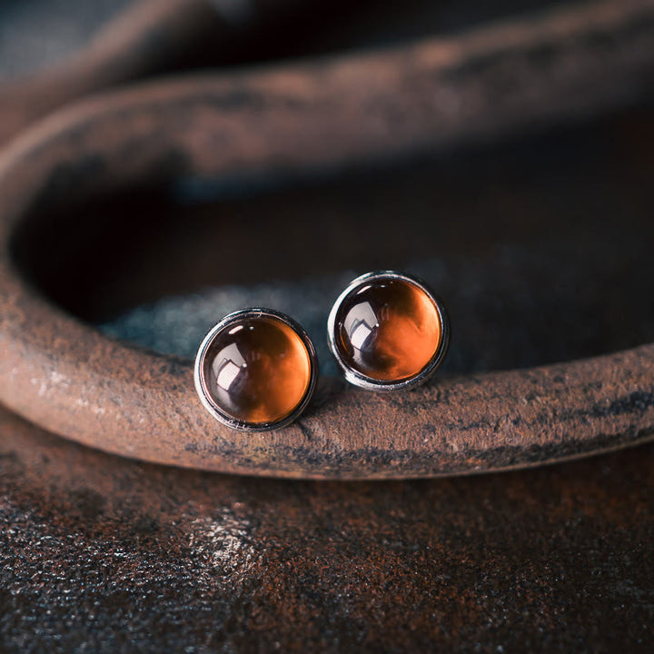 Buddha Stones d'oreilles de protection en argent sterling 925 et grenat Buddha Stones