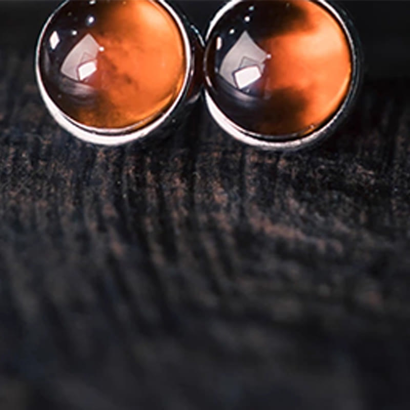 Buddha Stones d'oreilles de protection en argent sterling 925 et grenat Buddha Stones