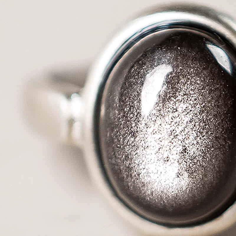 Bague de protection réglable en argent sterling 925 et obsidienne brillante naturelle avec Buddha Stones - image 8