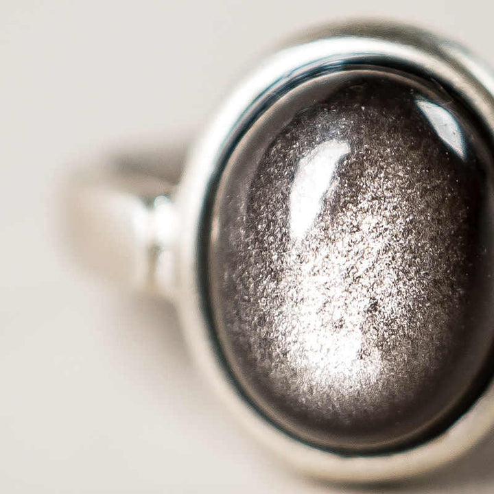 Bague de protection réglable en argent sterling 925 et obsidienne brillante naturelle avec Buddha Stones - image 2