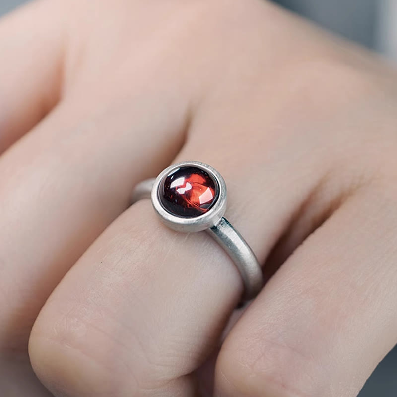 Bague de protection réglable en argent sterling 925 et grenat naturel Buddha Stones - image 5