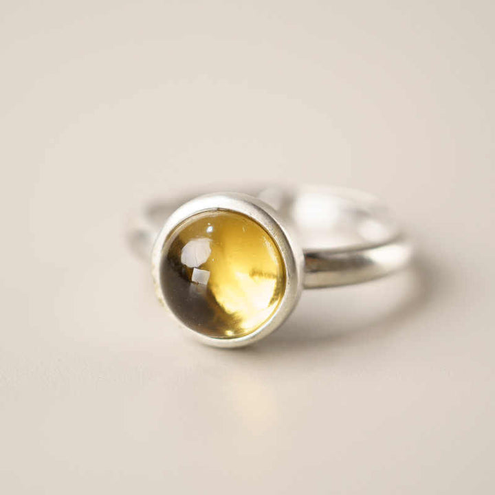 Bague de protection réglable en argent sterling 925 et citrine naturelle avec Buddha Stones