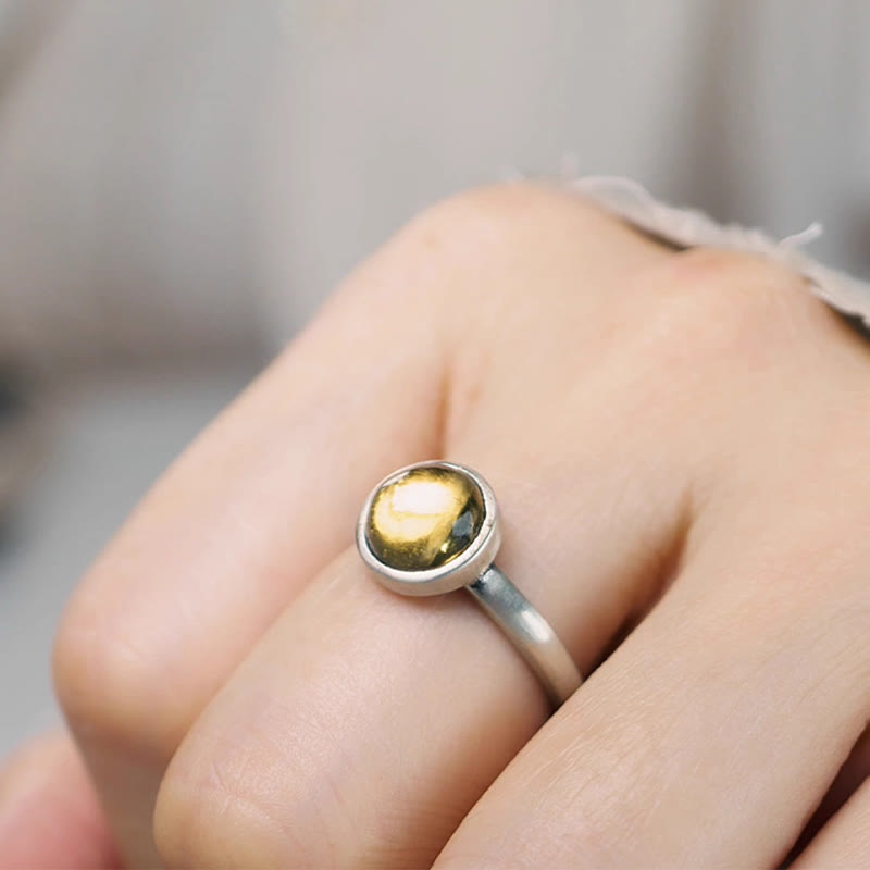 Bague de protection réglable en argent sterling 925 et citrine naturelle avec Buddha Stones