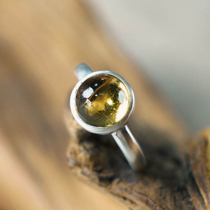Bague de protection réglable en argent sterling 925 et citrine naturelle avec Buddha Stones