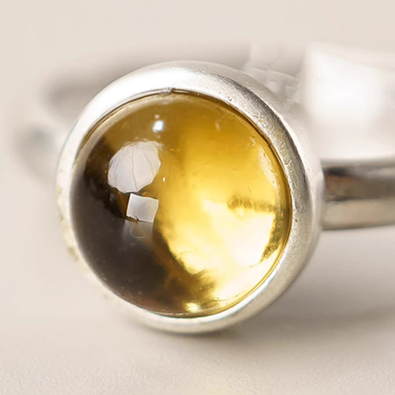 Bague de protection réglable en argent sterling 925 et citrine naturelle avec Buddha Stones