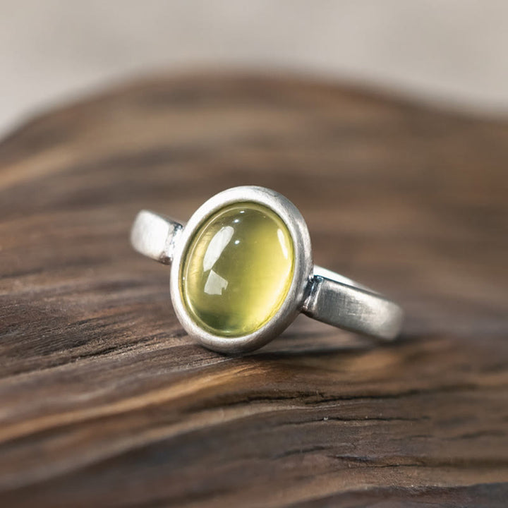 Bague ajustable en argent sterling 925 et citrine préhnite naturelle avec Buddha Stones