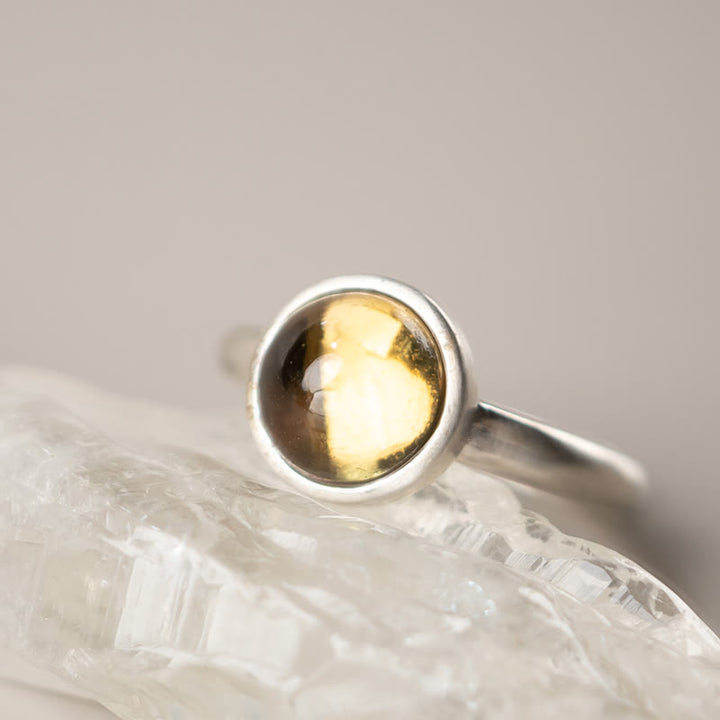 Bague ajustable en argent sterling 925 et citrine préhnite naturelle avec Buddha Stones